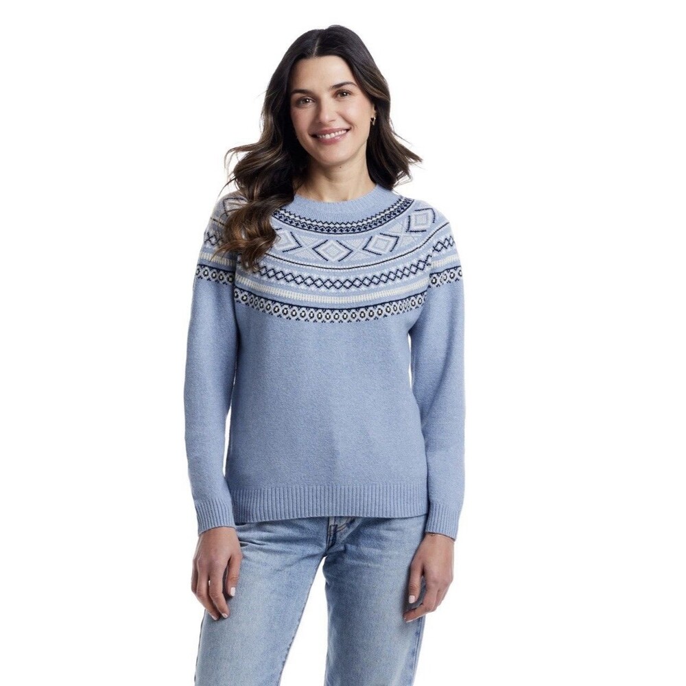 Weatherproof Vintage Women's Sweater Fair Isle Pullover Blue Sz L